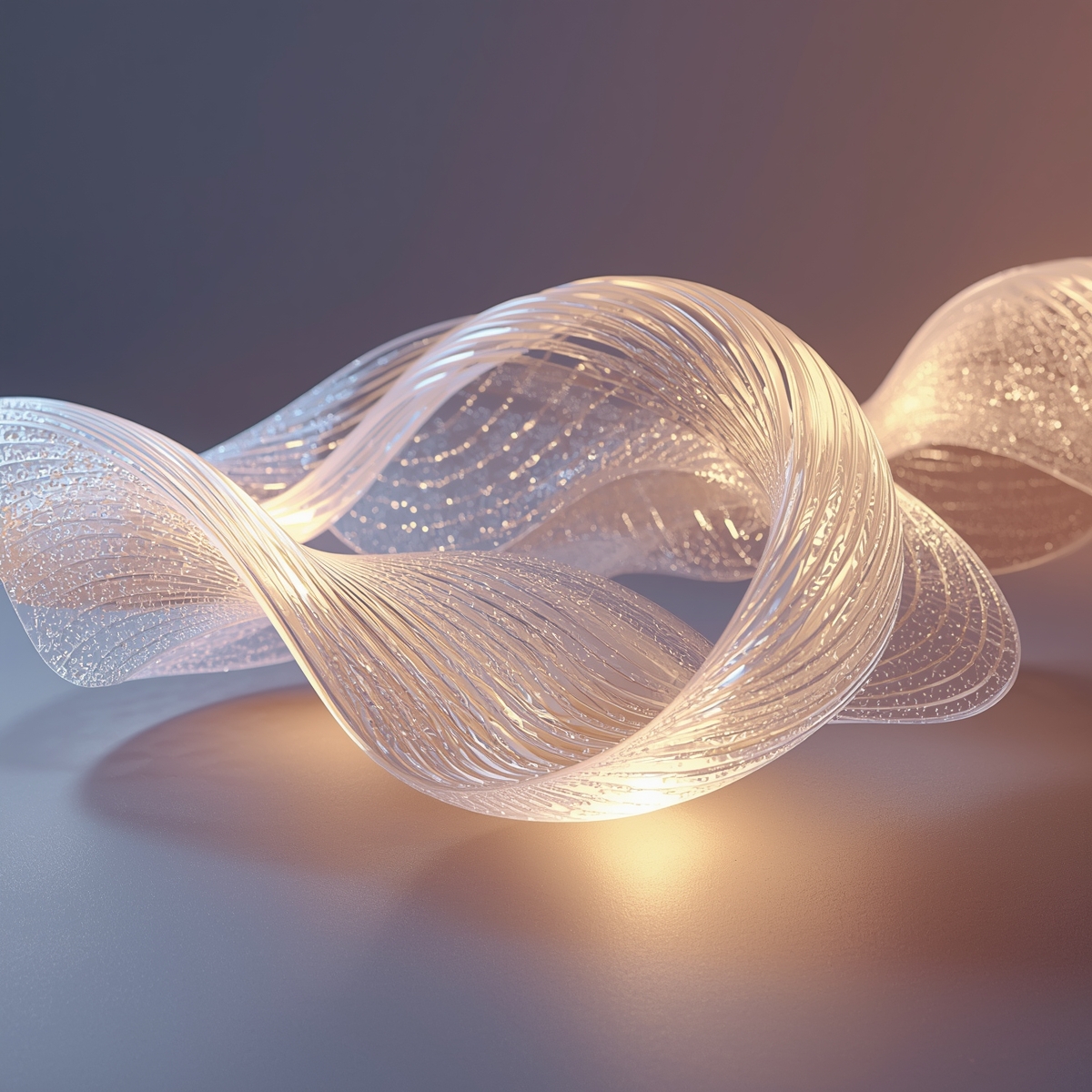 Abstract luminous structures with glass waves